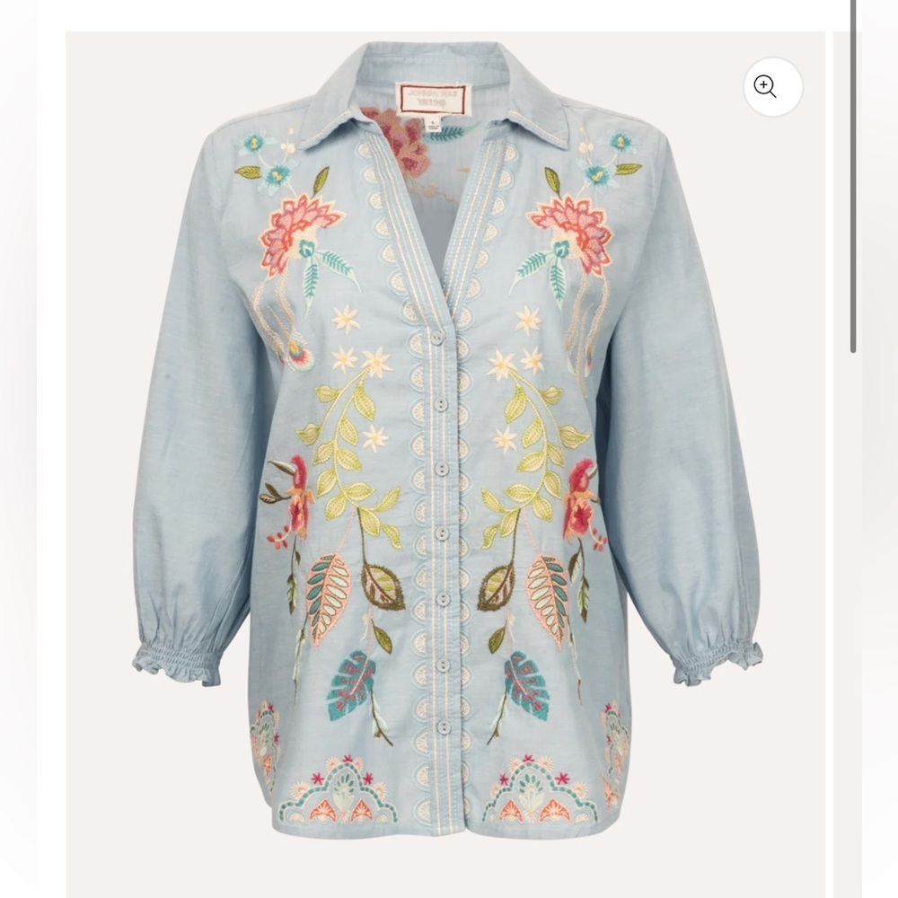 Johnny Was Emika Relaxed Smocked Shirt